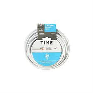 2 Core White Flex cable 0.75 Flexible PVC Extension Wiring Time Round 5 Metres