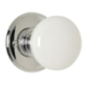 Delamain Carlisle Brass Porcelain Mortice Knobs Pair White Polished Chrome