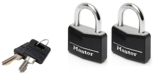 Masterlock Aluminium Vinyl Padlock Pack of 2 Keyed Alike 30mm Black Standard