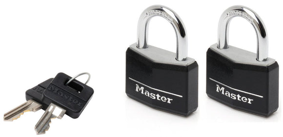 Masterlock Aluminium Vinyl Padlock Pack of 2 Keyed Alike 30mm Black Standard