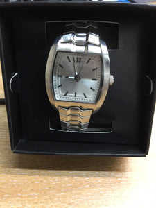 F&F Mens Silver Rectangular Case Watch