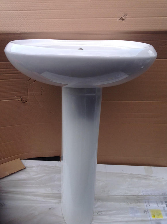 BASIN-TO-GO FULL PEDESTAL BATHROOM BASIN 1 TAP HOLE 570MM