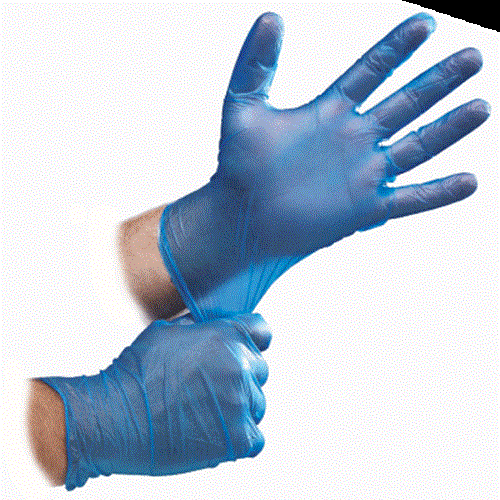 Strong Blue Vinyl Powder Free Disposable gloves large box of 100 Antibacterial