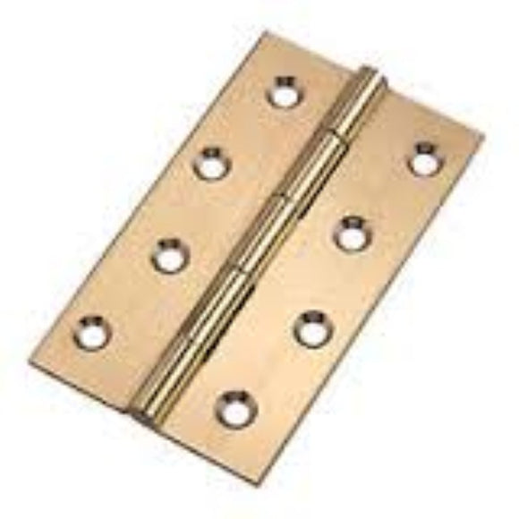 Double Phosphor Bronze Washered Hinges Polished Brass 102 x 76mm 2 Pack