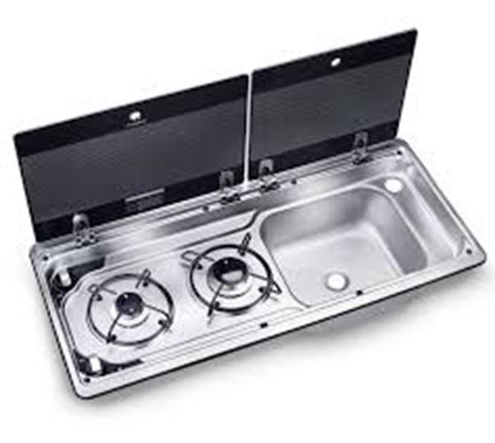 SMEV 2 Burner Gas Hob/Sink, Piezo Ignition t5 motor home sink and hob right hand