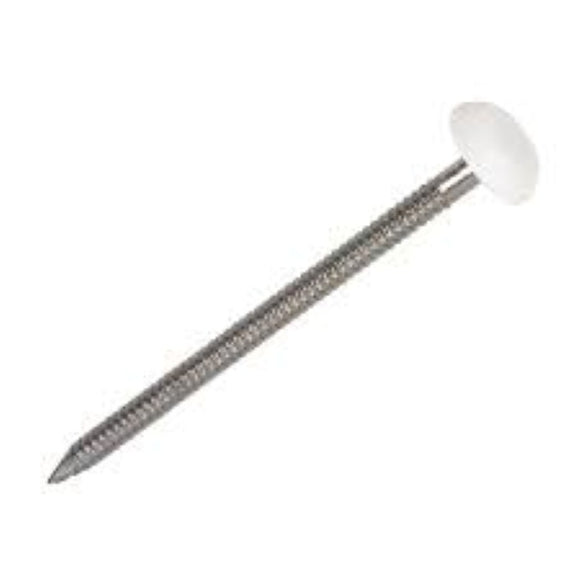 uPVC Nails White Head A4 Stainless Steel Shank 3.35 x 65mm 100 Pack