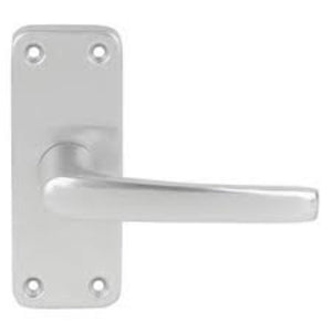 Contract Latch Door Handle Pair Satin Aluminium