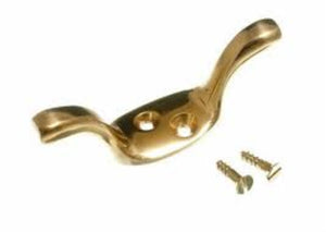 Standard Curtain Cleat Hooks Polished Brass 75mm 10 Pack