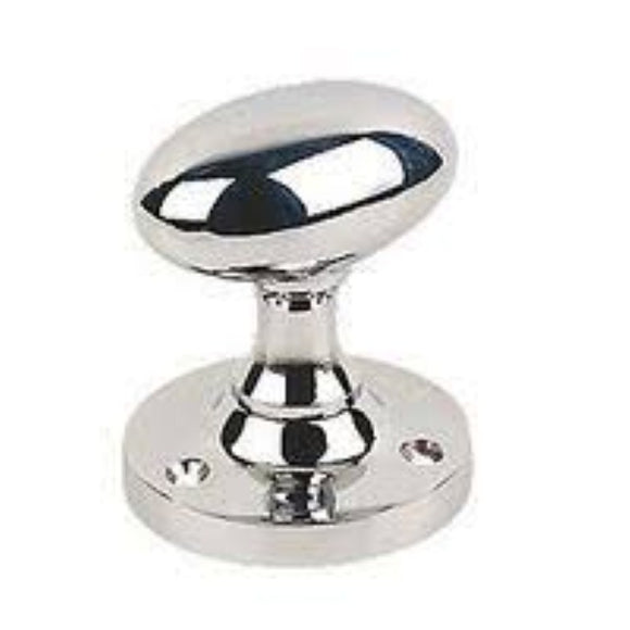 Jedo Double Sprung Victorian Oval Mortice Knob Pair Polished Chrome 60mm