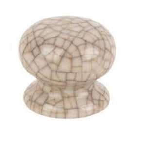 Traditional Cabinet Door Knobs Porcelain Crackled Cream 50mm 2 Pack