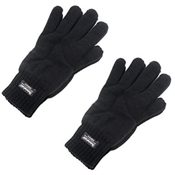 Mens 3M Black Thinsulate Thermal Lined Winter Gloves