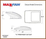 MAXXAIR MAXXFAN DELUXE MODEL SMOKED 400x400 mm.  ROOF VENT FANREMOTE CONTROL