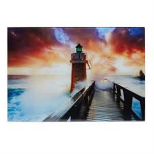 Lighthouse Multicolour Unframed print (H)450mm (W)650mm