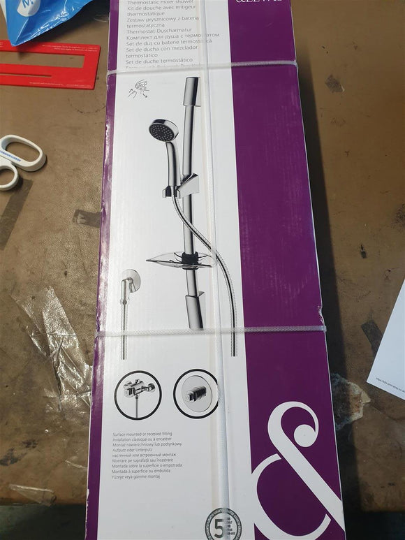 Cooke & Lewis Lunda Chrome Chrome effect Thermostatic Mixer Shower