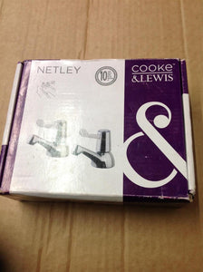 Cooke & Lewis Netley Chrome plated Bath pillar tap Pack of 2