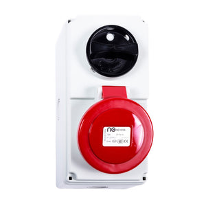 NIGLON 16AILOK5RE 3P+N+E 16A Vertical Interlocked Switch Socket 400V Red