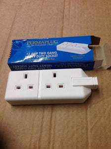 Permaplug Heavy Duty 13A 2- Gang Double Pole Rewirable Socket White