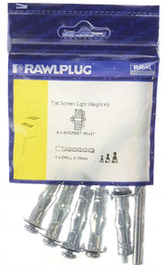 Rawlplug R- SKJ- FSLW TV Bracket Fixing Kit for Plasterboard / Wood 7 Pcs