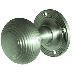 Jedo Victorian Ribbed Mortice Knob Pair Satin Chrome 60mm