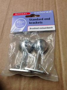 Rothley End Rail Bracket - 25mm Brushed Nickel Pack Of 2