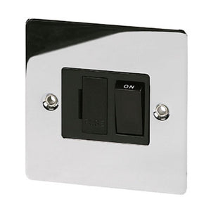 Volex 13A Switch FCU Blk Ins Polished Chrome Flt Plt