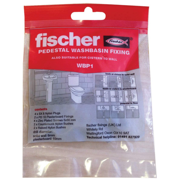 Quality Fischer Wash Basin with Pedestal Fixing Set WBP1 Larger Skin