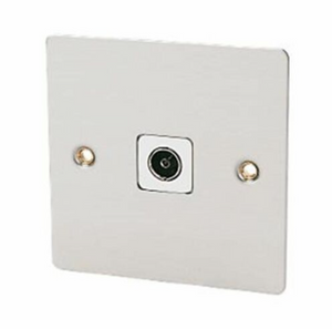 Volex Tv Socket Co-Axial Tv Single Socket Polished Chrome Flat Plate