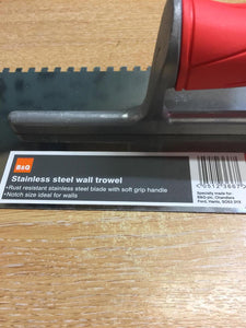 B & Q Stainless Steel Wall Trowel Ideal For Spreading Plaster & Adhesive